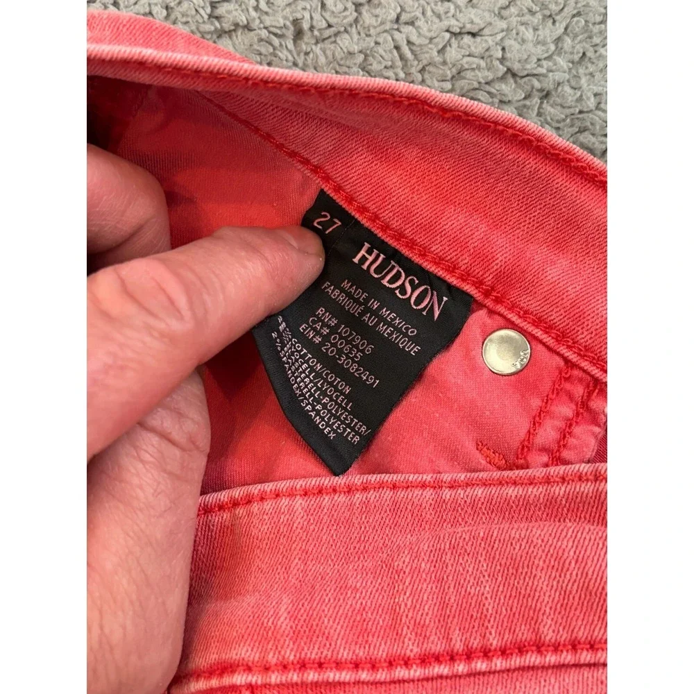 Hudson Jeans Womens 27 Krista Ankle Super Skinny Coral Pink Beach Summer Preppy